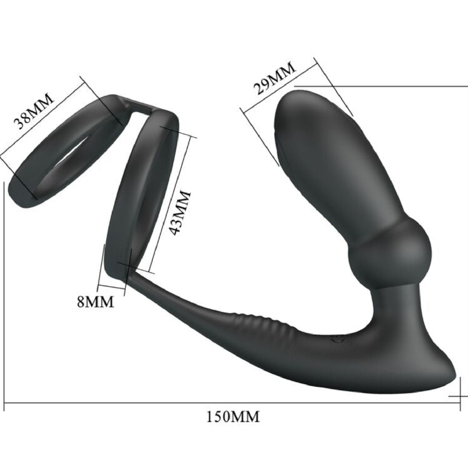 PRETTY LOVE - ANNEAU PÉNIS EMONI + PLUG ANAL 12 VIBRATIONS NOIR