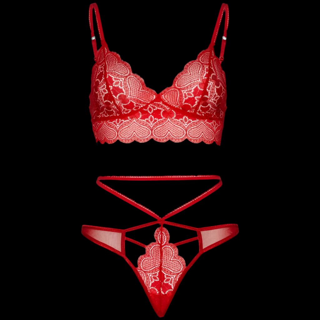 LEG AVENUE - ENSEMBLE 2 PIÈCES BRALETTE ET STRING DENTELLE M/L