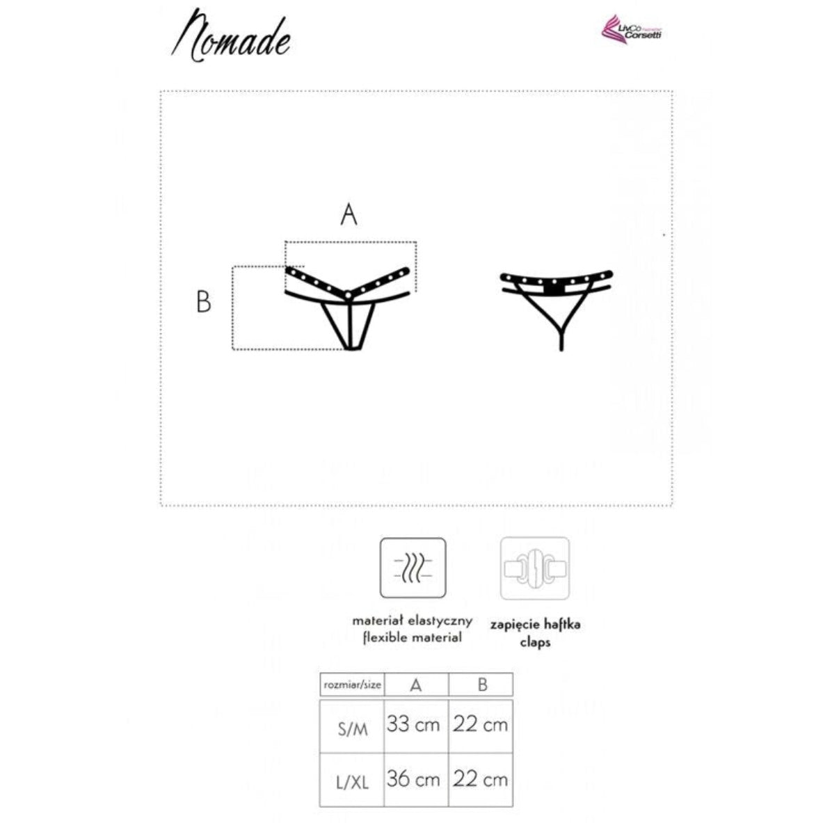 LIVCO CORSETTI FASHION - STRING NOMADE SANS CROTCHLESS NOIR