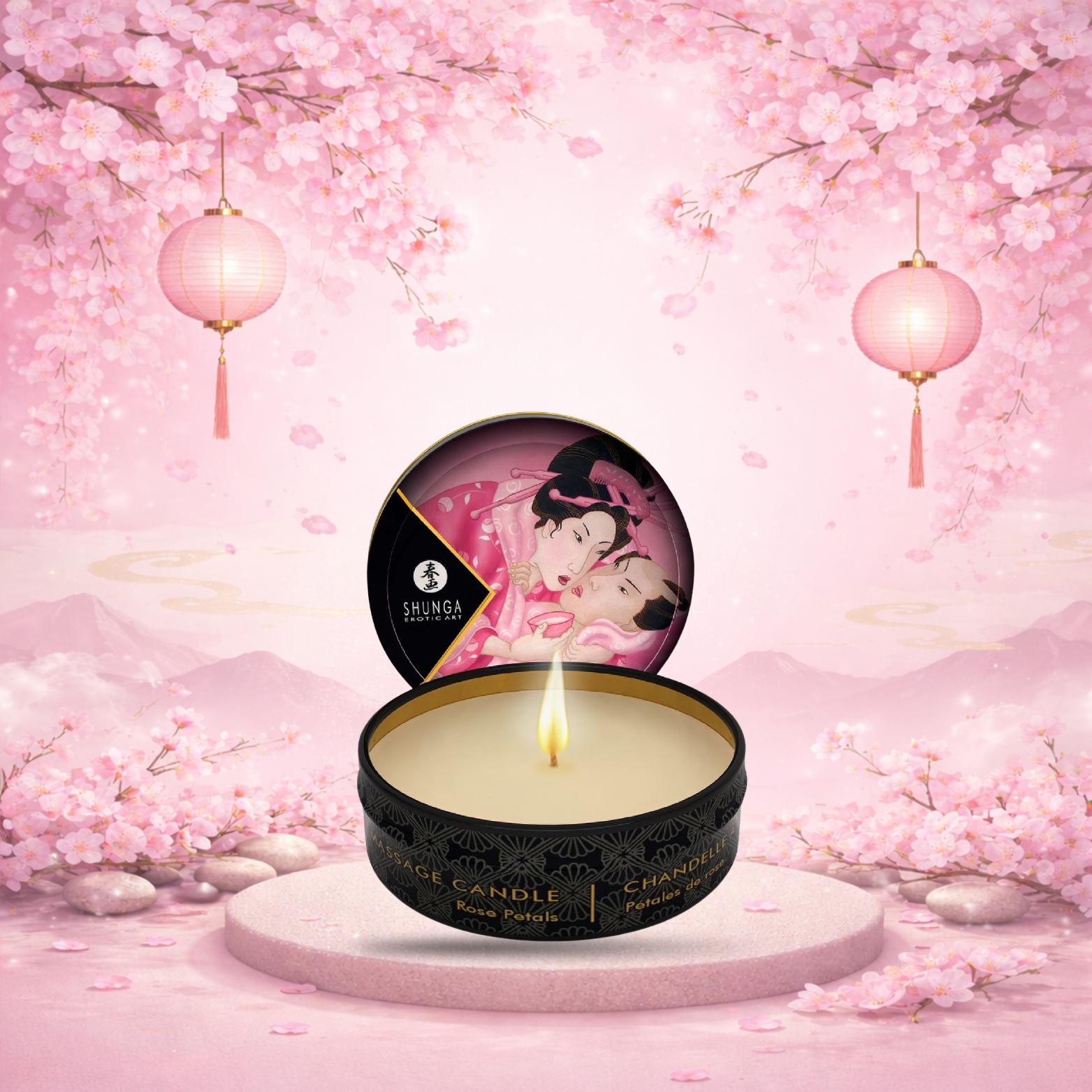 SHUNGA - BOUGIE DE MASSAGE MINI CARESS BY CANDELIGHT ROSES 30 ML