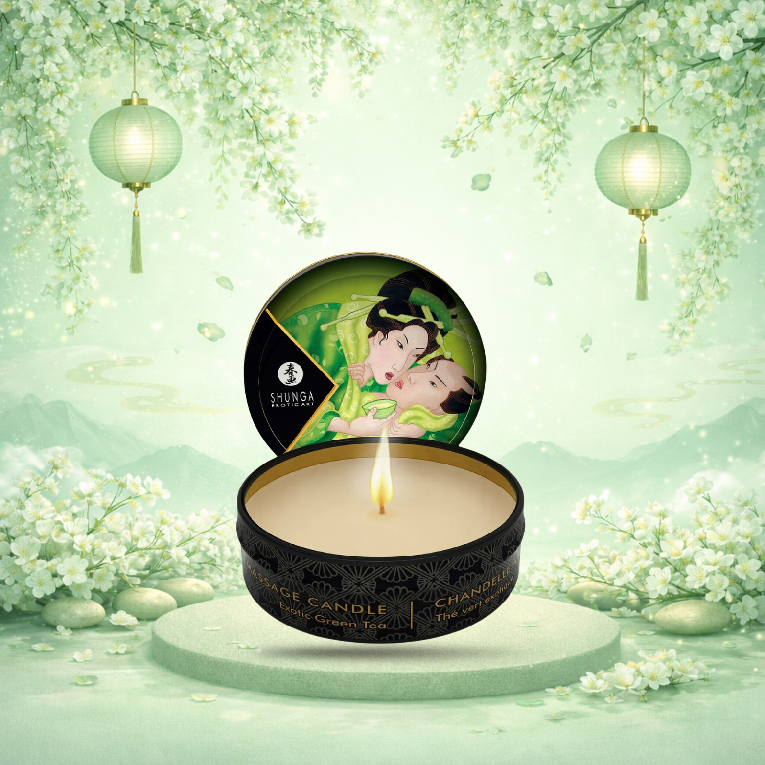 SHUNGA - MINI CARESSE À LA BOUGIE DE MASSAGE T VERT 30 ML