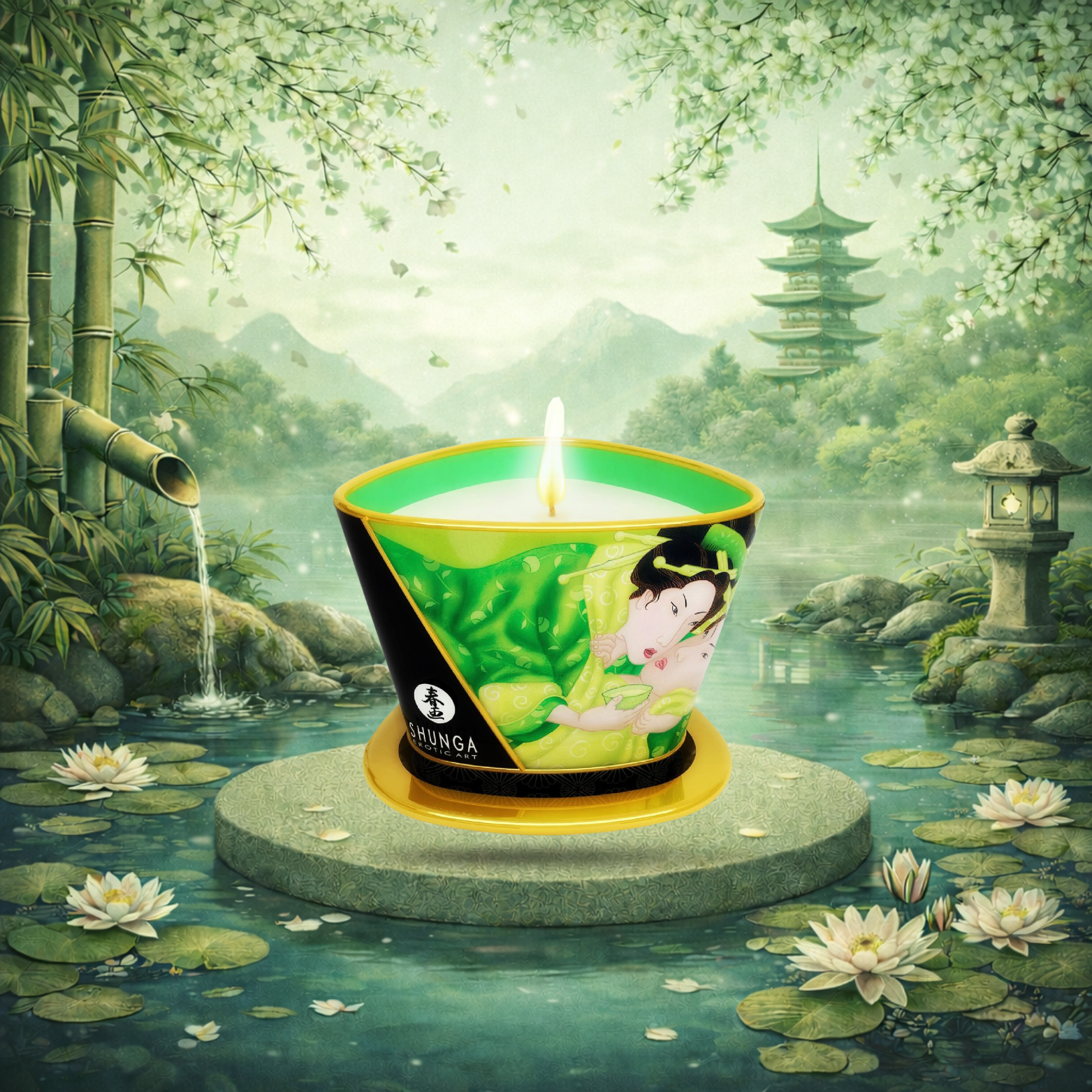 SHUNGA - MINI CARESSE À LA BOUGIE DE MASSAGE T VERT 170 ML