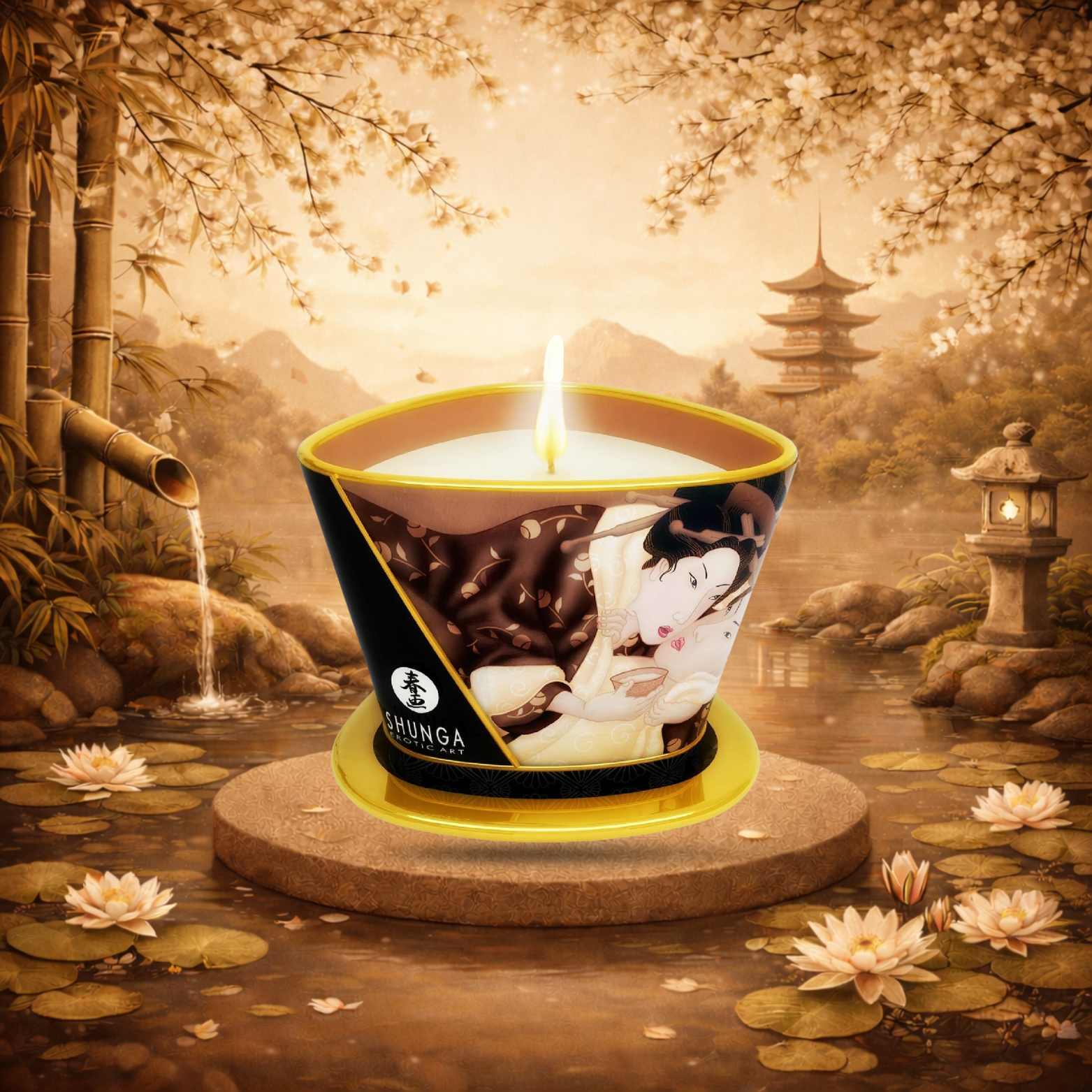 SHUNGA - BOUGIE DE MASSAGE AU CHOCOLAT MINI CARESS BY CANDELIGHT 170 ML
