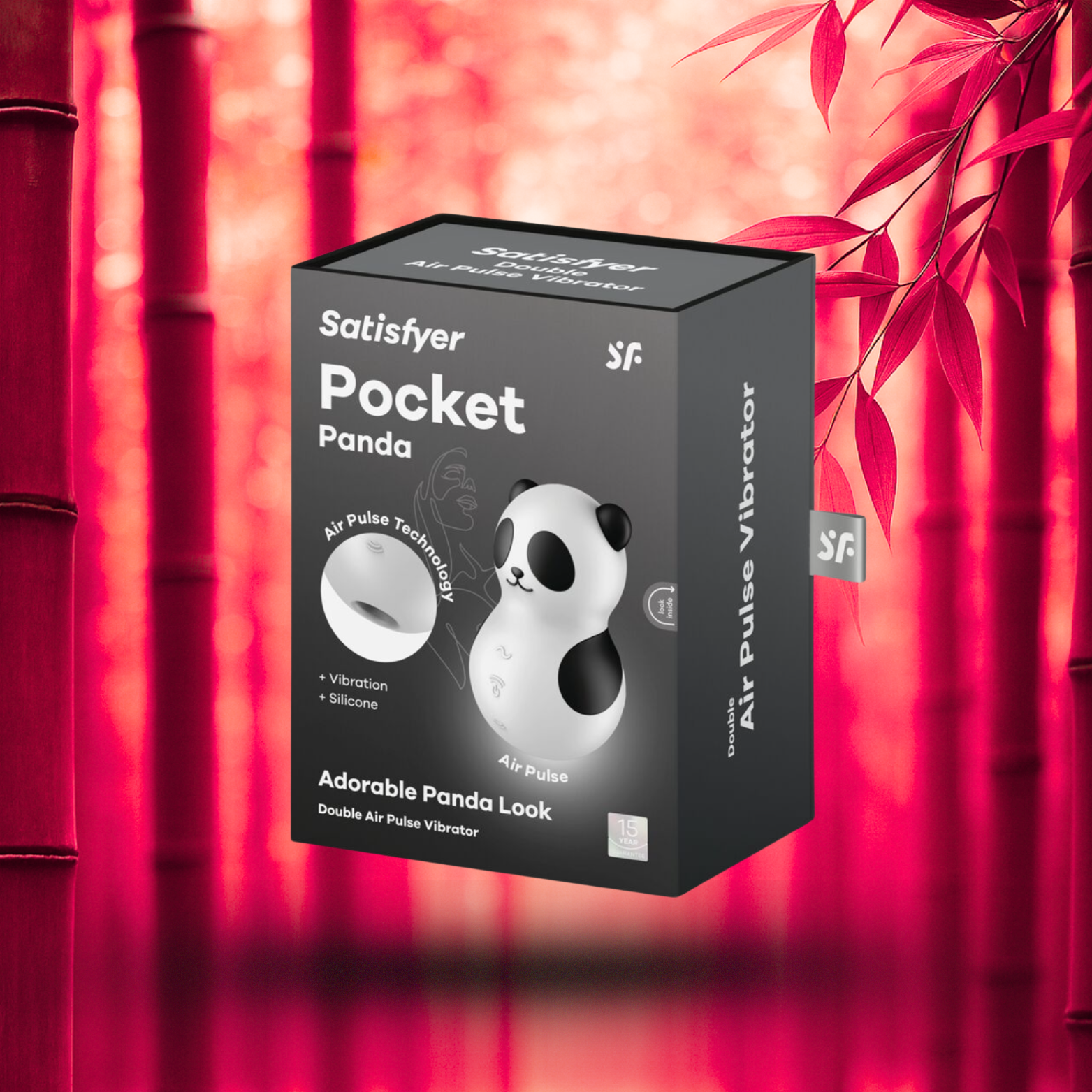 SATISFYER - POCKET PANDA STIMULATEUR & VIBRATEUR NOIR ET BLANC
