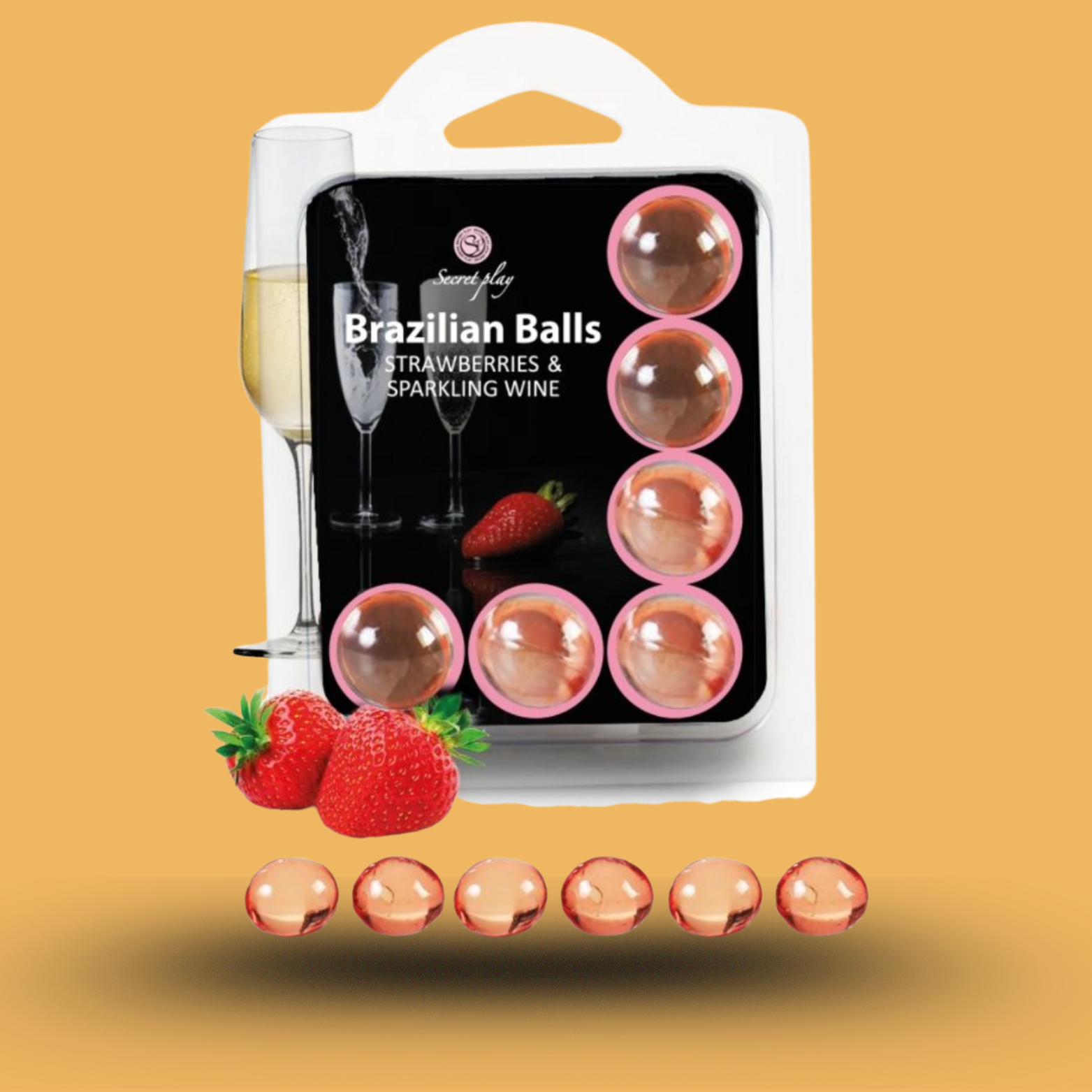 SECRETPLAY - SET 6 BOULES BRÉSILIENNES FRAISES AU CAVA