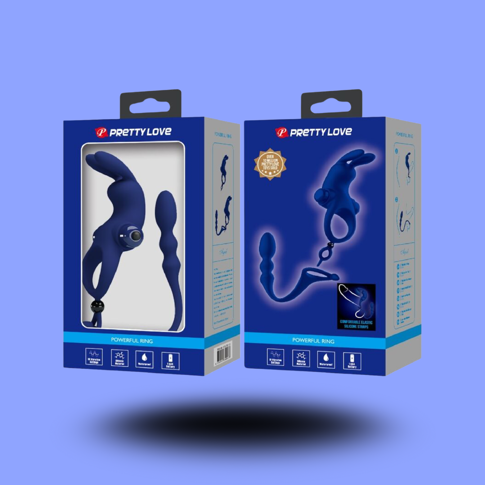 PRETTY LOVE - AYAD ANNEAU VIBRATEUR LAPIN AVEC PLUG BLEU