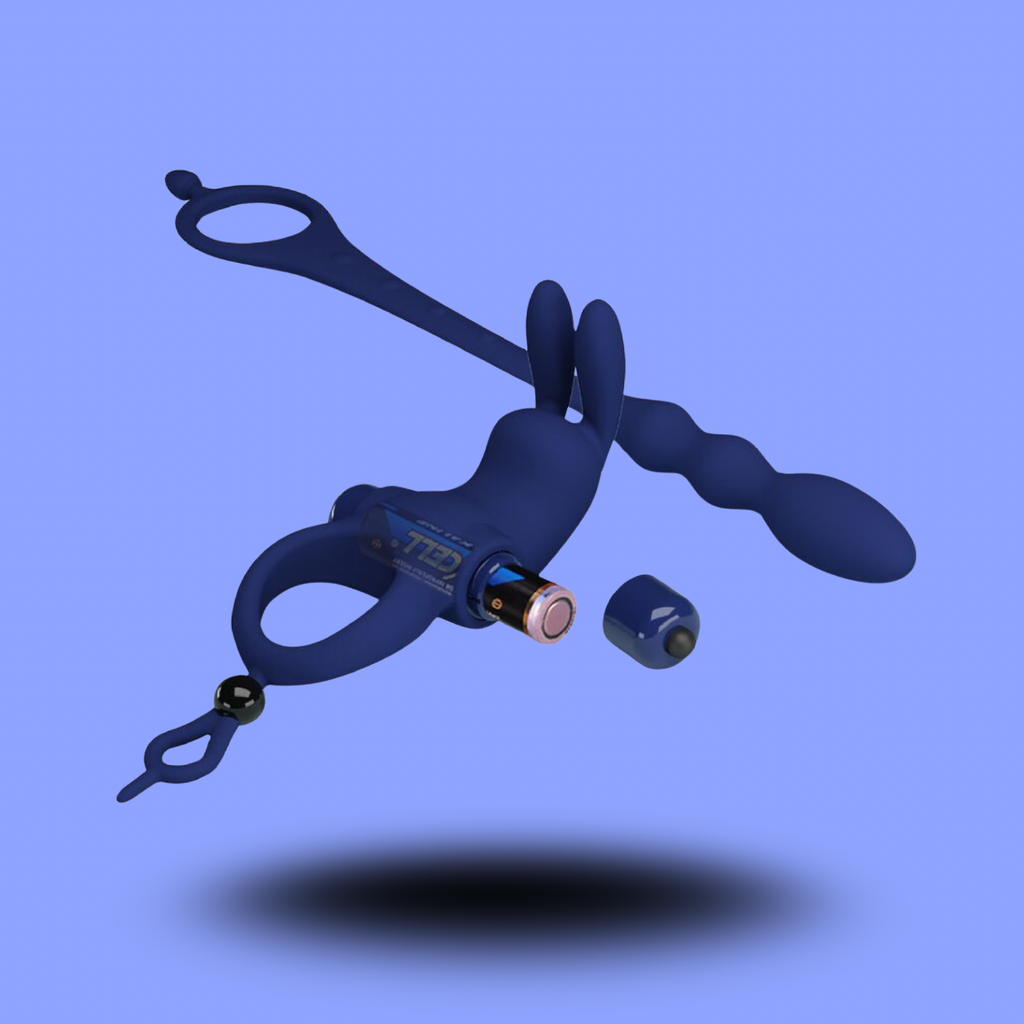 PRETTY LOVE - AYAD ANNEAU VIBRATEUR LAPIN AVEC PLUG BLEU