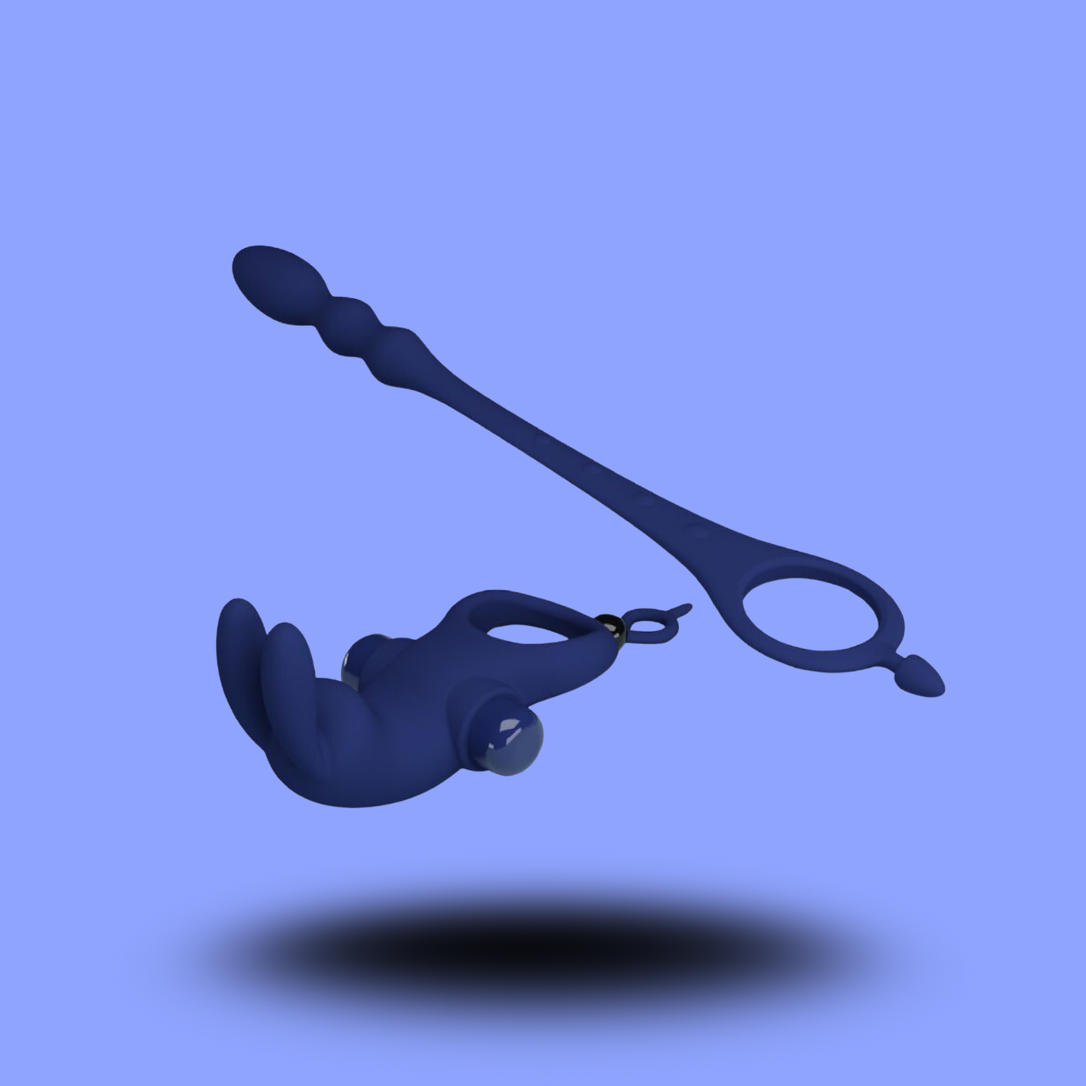 PRETTY LOVE - AYAD ANNEAU VIBRATEUR LAPIN AVEC PLUG BLEU