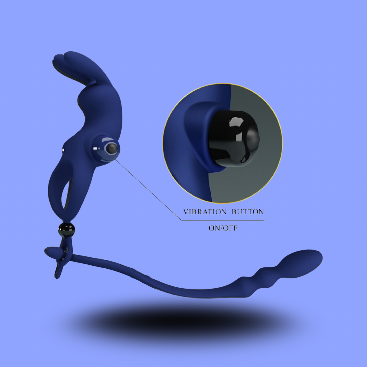 PRETTY LOVE - AYAD ANNEAU VIBRATEUR LAPIN AVEC PLUG BLEU