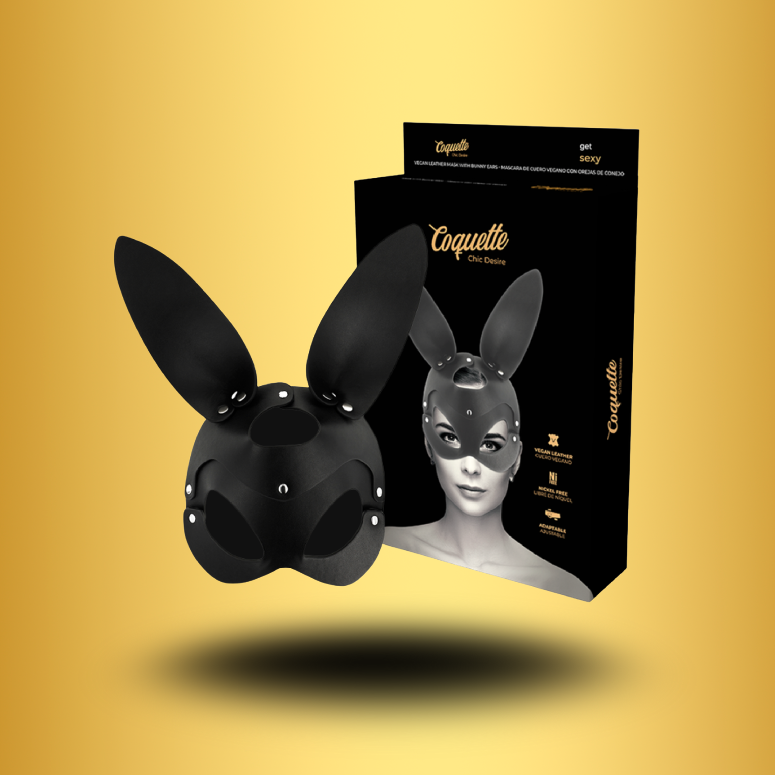 COQUETTE CHIC DESIRE - MASQUE EN CUIR VEGAN AVEC OREILLES DE LAPIN