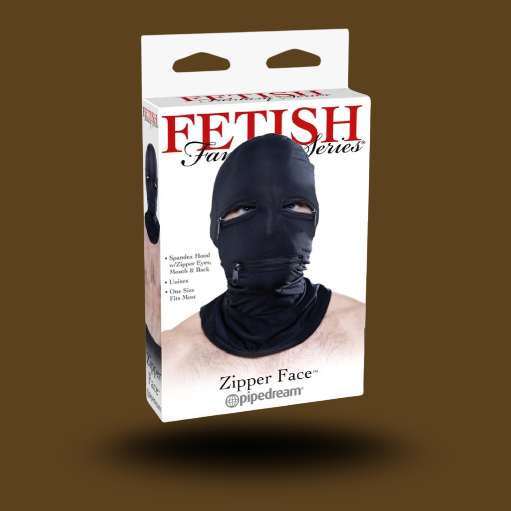 FETISH FANTASY SERIES - CAPUCHE AVEC FERMETURE ÉCLAIR NOIRE