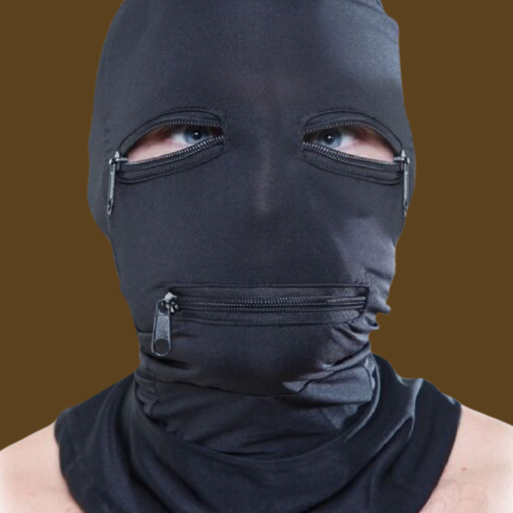 FETISH FANTASY SERIES - CAPUCHE AVEC FERMETURE ÉCLAIR NOIRE