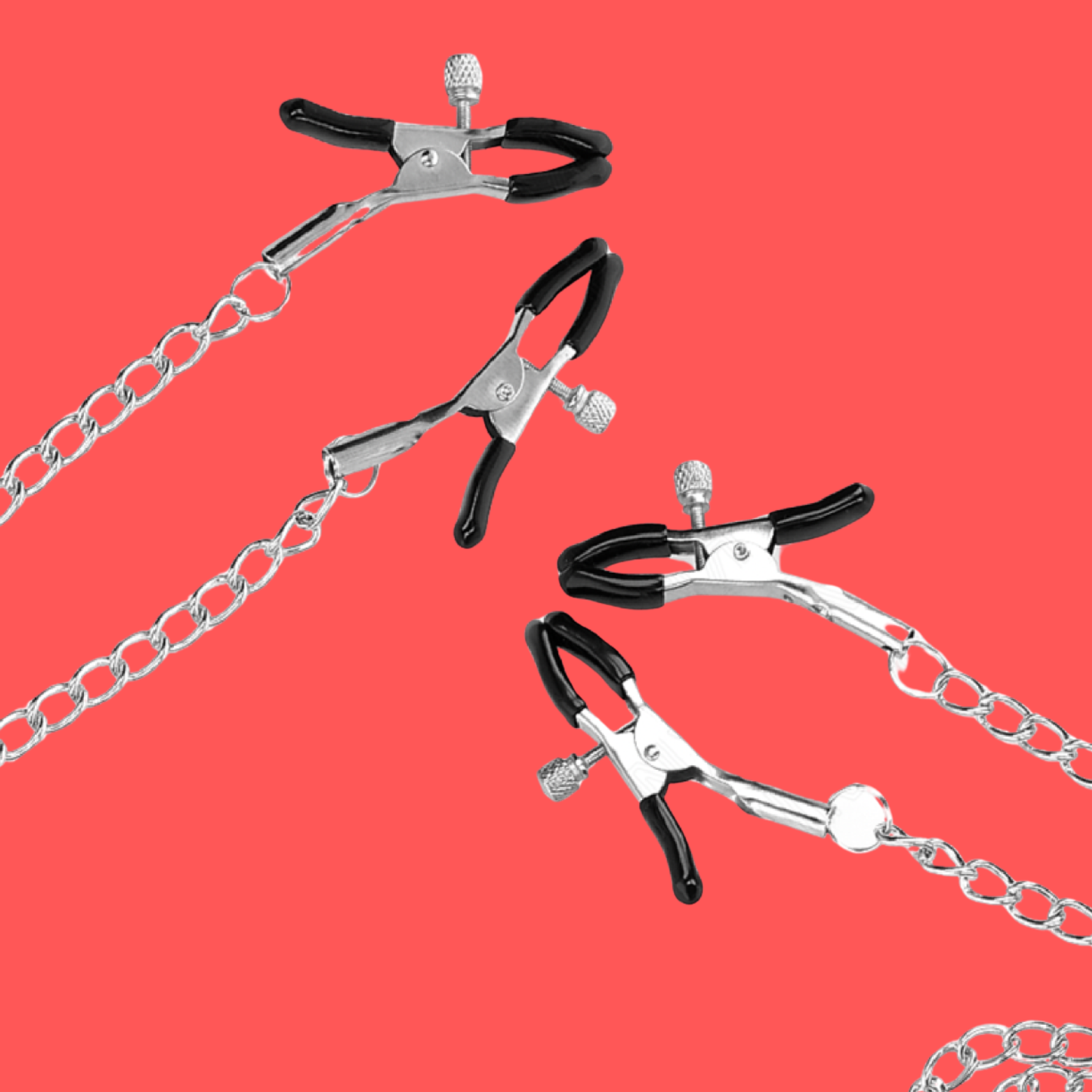 KINK - 4 PINCES À MATELONS ET CLITO RÉGLABLES ARGENT
