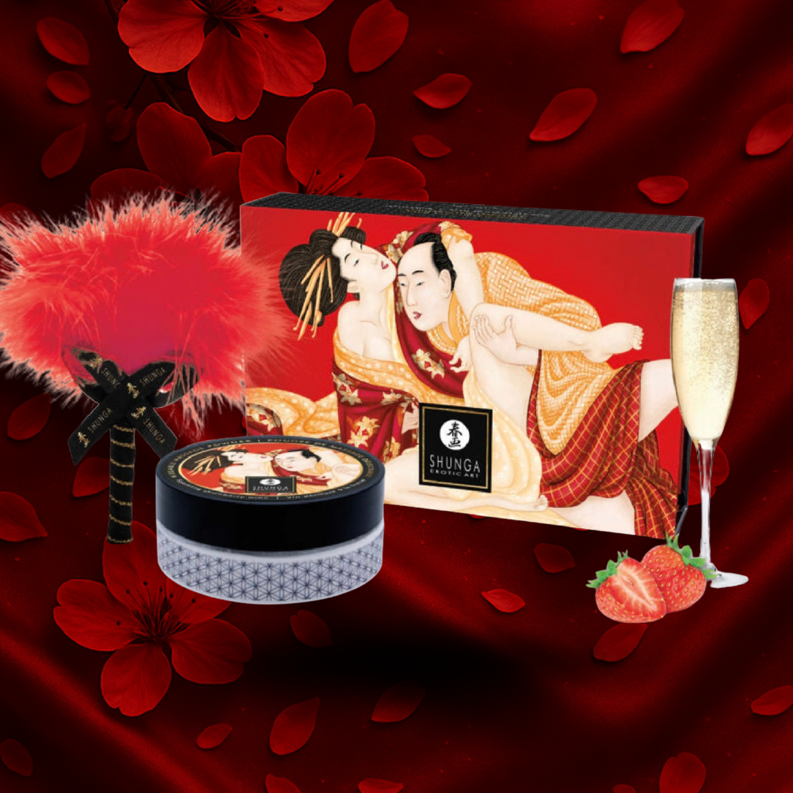 SHUNGA - KIT DE POUDRE DE MASSAGE COMESTIBLE À LA FRAISE