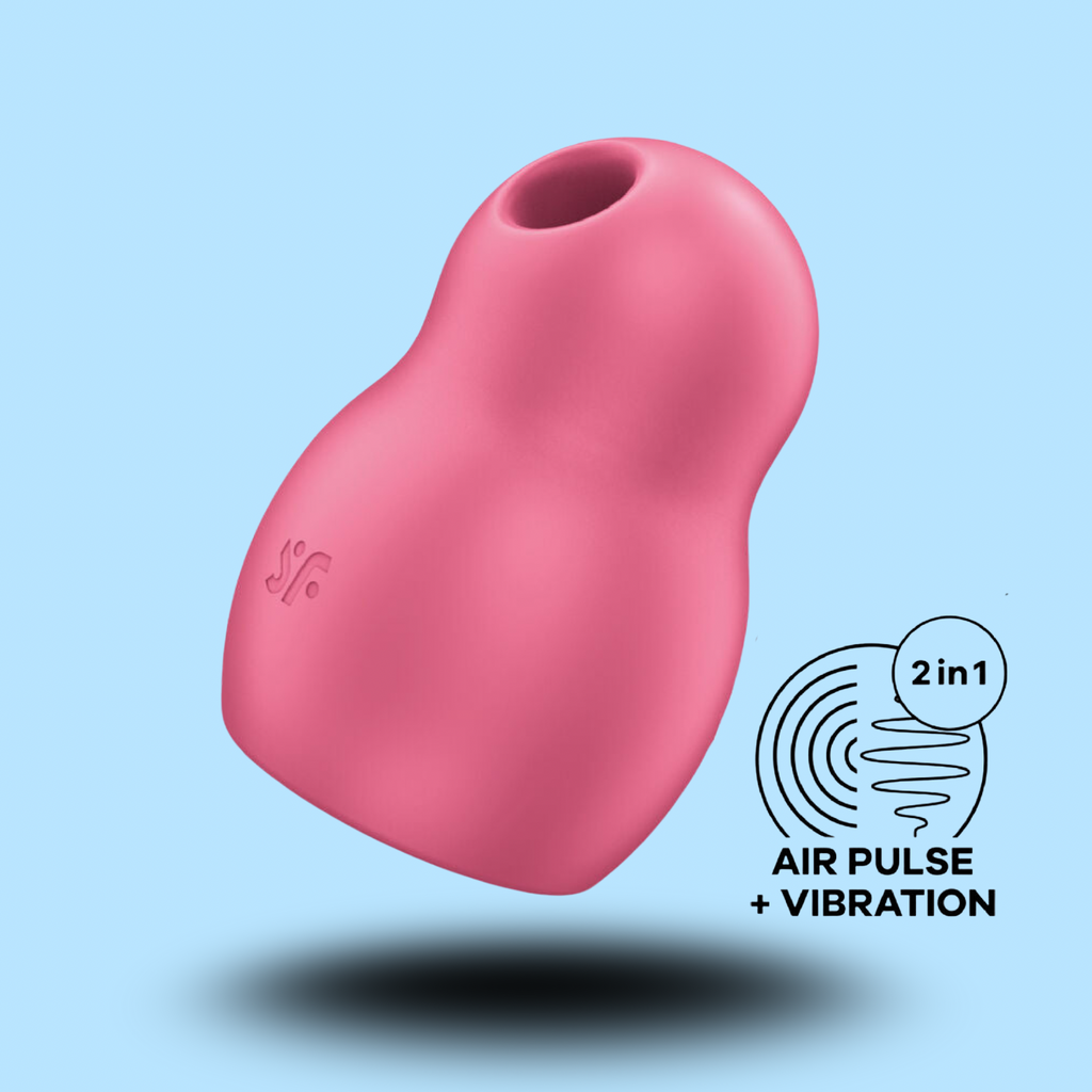 SATISFYER - STIMULATEUR ET VIBRATEUR DOUBLE AIR PULSE PRO TO GO 1 ROUGE