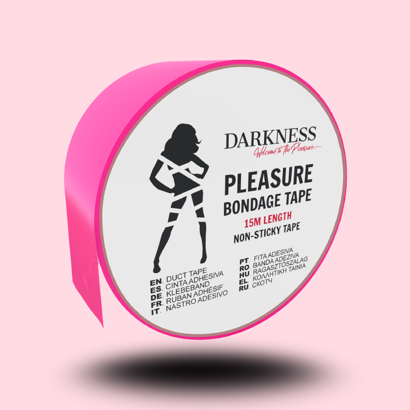 DARKNESS - RUBAN DE BONDAGE ROSE NON COLLANT 15 M