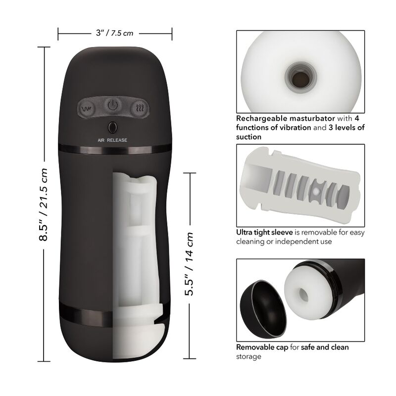 CALEXOTICS - MASTURBATEUR À PUISSANCE OPTIMALE AVEC VIBRATIONS ET ONDES STIMULANTES