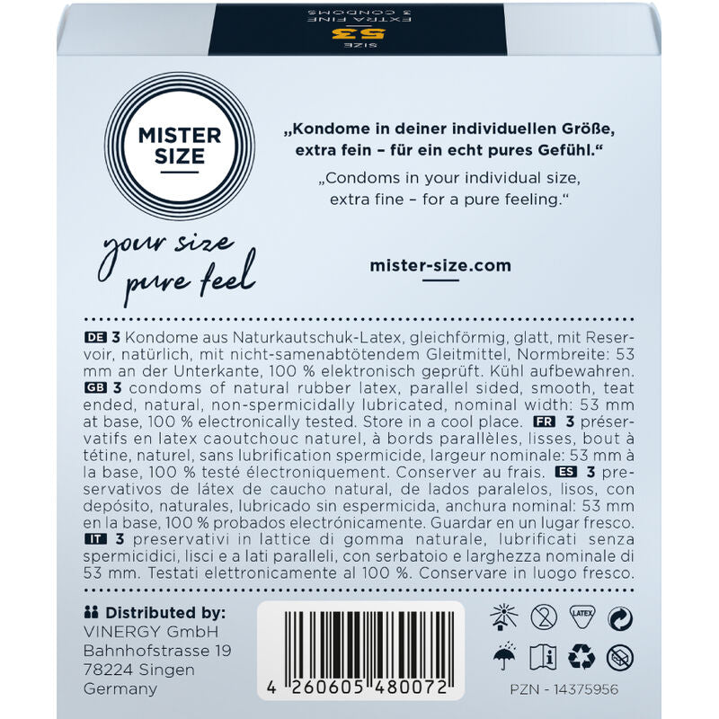 MISTER SIZE - PRÉSERVATIF TAILLE M 53 MM (3 UNITÉS)