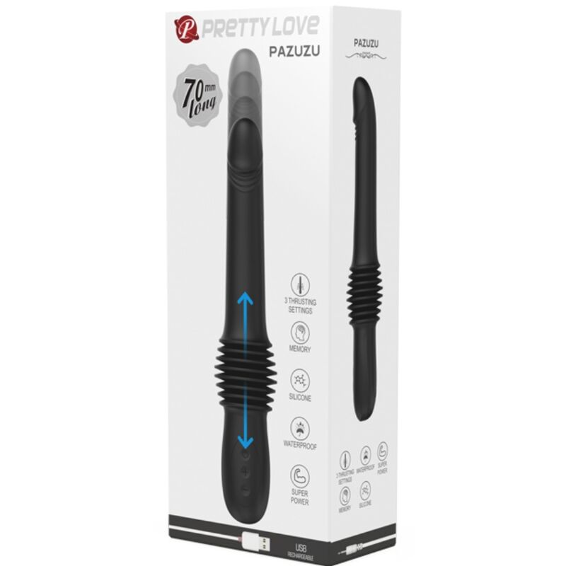 PRETTY LOVE - VIBRATEUR PAZUZU 3 MODES DE POUSSÉE NOIR
