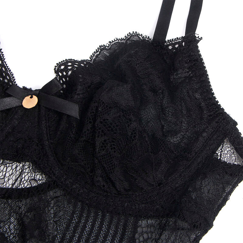 SUBBLIME - 955618 BODY EN DENTELLE AVEC FERMETURE EN BAS NOIR S/M