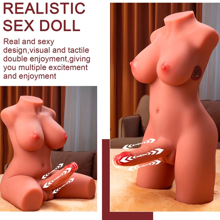 XISE - MIAH LADY BOY TORSE FÉMININ AVEC GODE AVEC VIBRATION ET POUSSÉE 55 CM