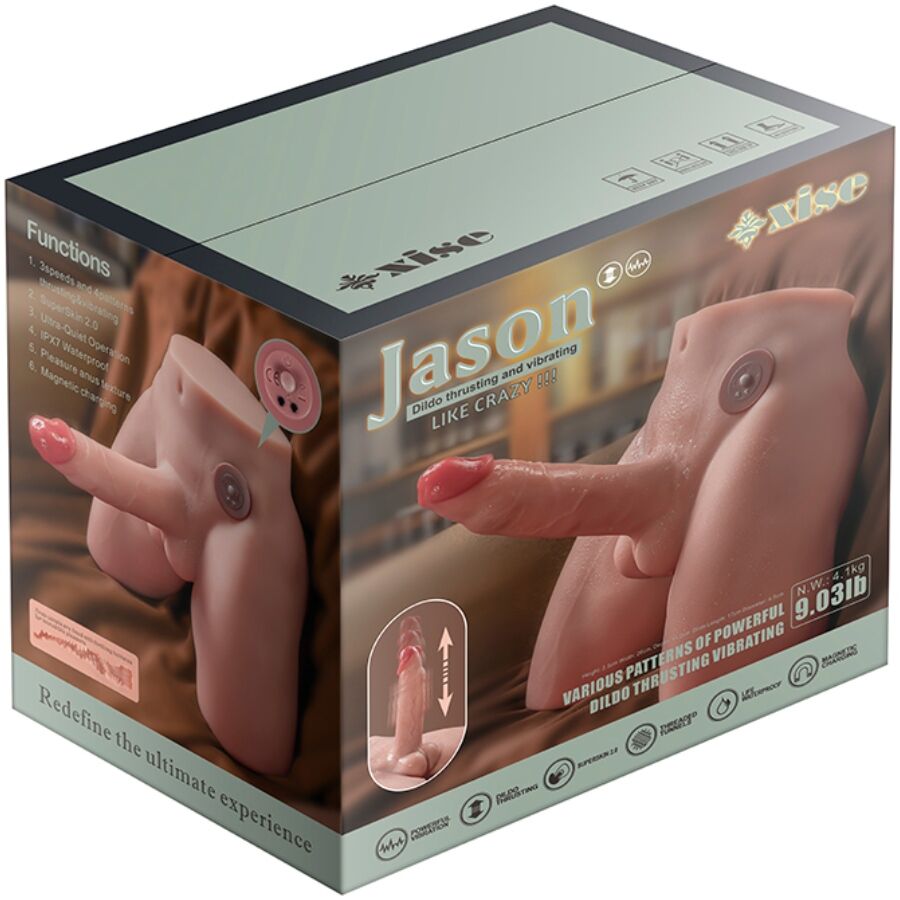 XISE - JASON GODE MASTURBATEUR RÉALISTE AVEC POUSSÉES ET VIBRATIONS 17 CM