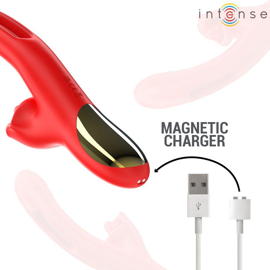 INTENSE - JESSICA VIBRATEUR MULTIFONCTION STIMULATION CLITORIS 24,8 CM ROUGE