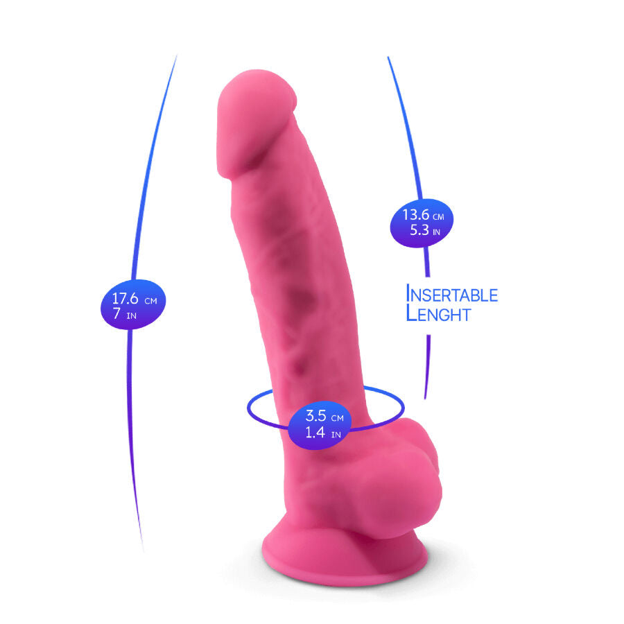 SILEXD - MODÈLE 1 PÉNIS RÉALISTE SILICONE PREMIUM SILEXPAN ROSE FLUORESCENT 17,5 CM
